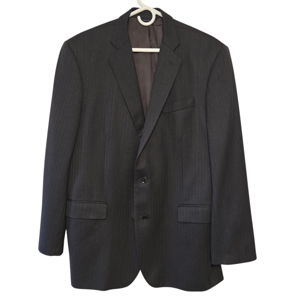 Brooks Brothers SaxXon 1818 Madison Wool Sport Coat Blazer Dk Gray, Men's 44L